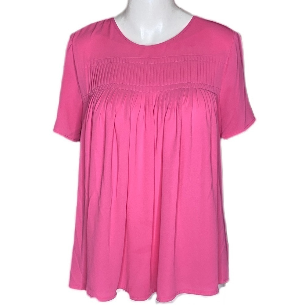 Ann Taylor Blouse Pink Ruched Size S